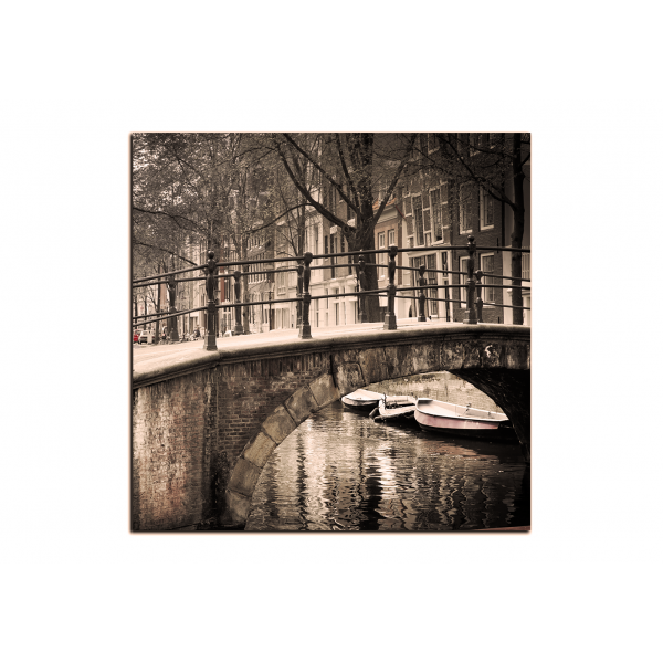Obraz na plátně - Romantický most přes kanál - čtverec